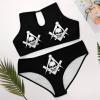 SEPTYK Cool Skull Freemason Logo Pattern Women Sexy Bikini 2 PC Plus Size Swimsuits Hollow Out High Neck Bathing Suit 4XL view 2