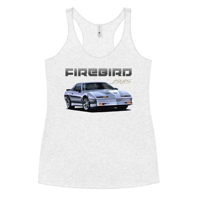 1985 Trans Am Firebird 80s Retro Aesthetic Custom Car Club Women's Racerback Tank Heather White