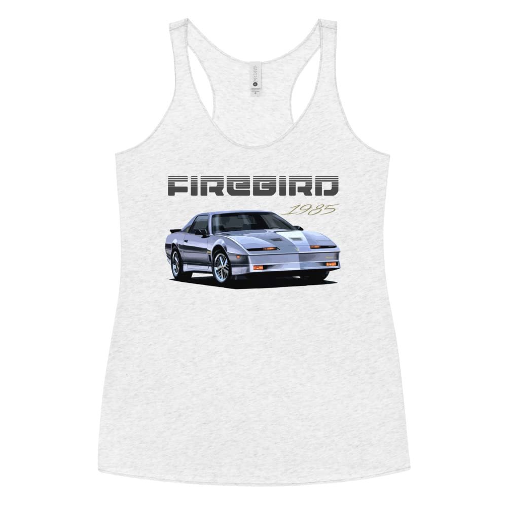 1985 Trans Am Firebird 80s Retro Aesthetic Custom Car Club Women's Racerback Tank Heather White