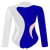 FEESHOW Women Gymnastics Leotards Rhinestone Ballet Dance Leotards Long Sleeve Dance Costumes Bodysuit Tops White Royal Blue Small view 4