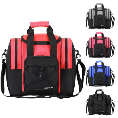 DAFISKY Bowling Ball Bag for Single Ball - Bowling Bag Tote for 1 Ball and Shoes with Padded Holder, 2 Pockets Fits Men & Women bowling Shoes Up To Mens Size 14, Red