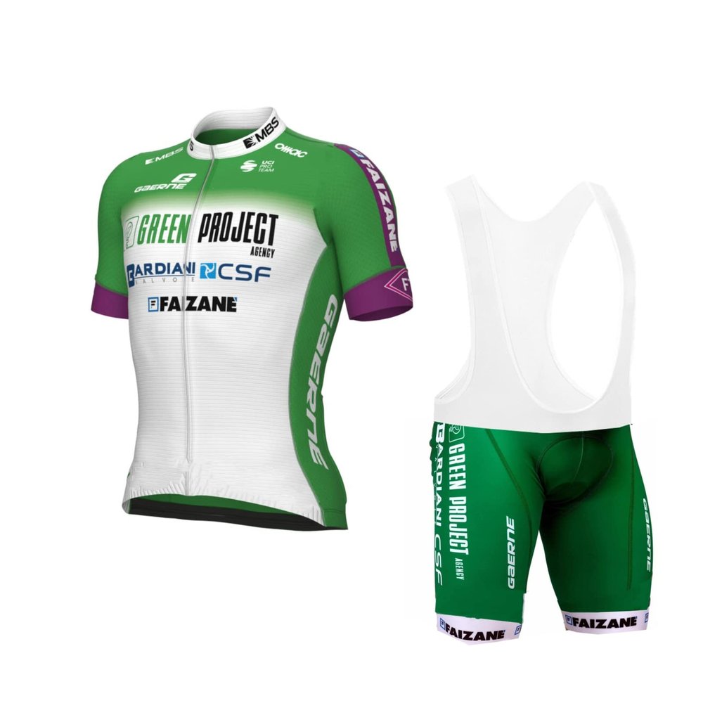 2023 Pro Team Green Project Bardiani CSF Cycling Jersey Set For Men,Breathable MTB Bike Shirt Bib Short Kits GEL Paddad (2XL)