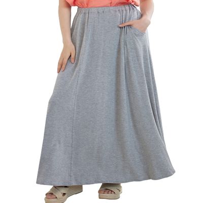 noflik Women's Boho Elastic High Waisted Flowy Long Maxi Skirts with Pockets (H.Grey, XXL)