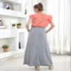 noflik Women's Boho Elastic High Waisted Flowy Long Maxi Skirts with Pockets (H.Grey, XXL) view 4