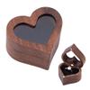 BENECREAT Heart Wood Ring Box with Clear Window, Walnut Wooden Presentation Jewelry Box for Wedding Proposal Mother's Day, 2.3x2.1x1.5inch view 1