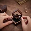 BENECREAT Heart Wood Ring Box with Clear Window, Walnut Wooden Presentation Jewelry Box for Wedding Proposal Mother's Day, 2.3x2.1x1.5inch view 3