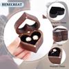 BENECREAT Heart Wood Ring Box with Clear Window, Walnut Wooden Presentation Jewelry Box for Wedding Proposal Mother's Day, 2.3x2.1x1.5inch view 4