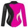 FEESHOW Women Gymnastics Leotards Rhinestone Ballet Dance Leotards Long Sleeve Dance Costumes Bodysuit Tops Rose Small view 4