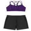 Moggemol Girls 2 Piece Dance Sports Outfit Printed Crop Top with Booty Shorts Gymnastics Dancewear Swimwear Violet 8 view 3