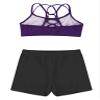 Moggemol Girls 2 Piece Dance Sports Outfit Printed Crop Top with Booty Shorts Gymnastics Dancewear Swimwear Violet 8 view 4