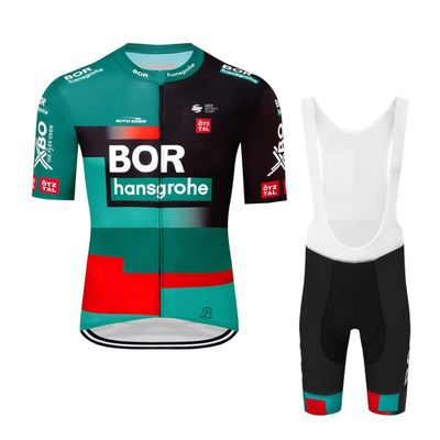 2023 Pro Team BORAHansgrohe Cycling Jersey Set For Men,Breathable MTB Bike Shirt Bib Short Kits GEL Paddad (S)