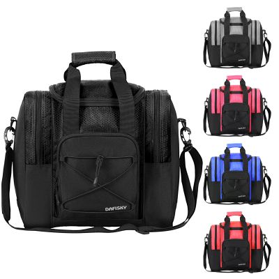 DAFISKY Bowling Ball Bag for Single Ball - Bowling Bag Tote for 1 Ball and Shoes with Padded Holder, 2 Pockets Fits Men & Women bowling Shoes Up To Mens Size 14, BLACK