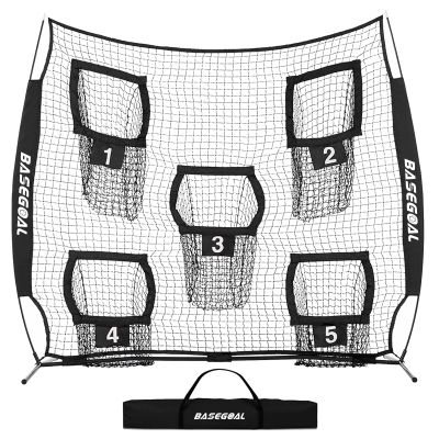 BaseGoal Football Nets for Throwing, Quarterback Training Equipment with 5 Target Pockets for Improving Accuracy - 8 x 8 ft Black