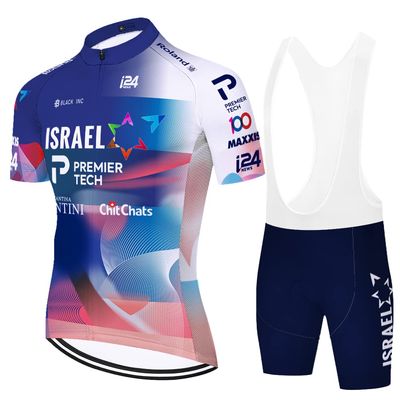 2023 Pro Team Israel Cycling Jersey Set For Men,Breathable MTB Bike Shirt Bib Short Kits GEL Paddad (L)