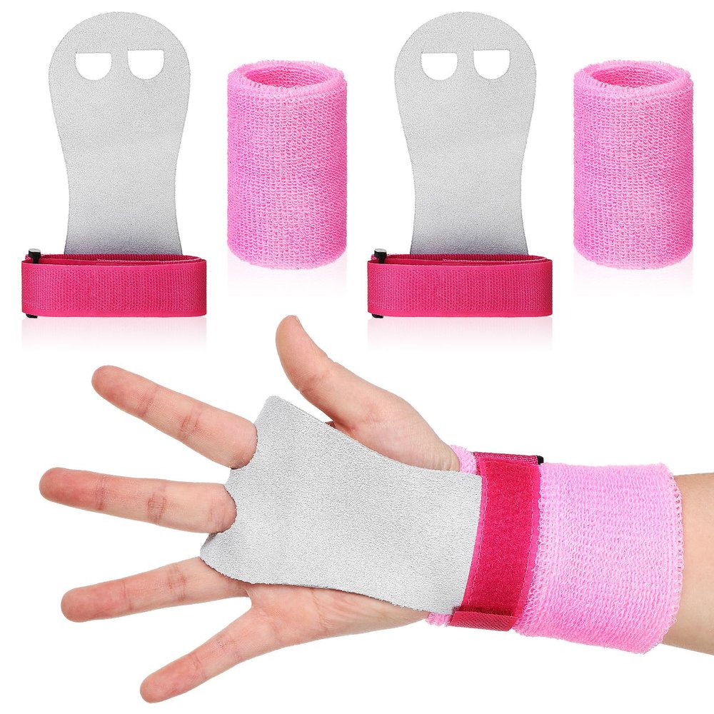 VANZACK 4 Pcs Gymnastics Grips and Wristbands Bar Grips Palm Protection and Wrist Support Bands for Workout Exercise Weight Lifting