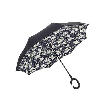 ZAEGO Umbrellas for Rain Creative Type C Hand-Free Reverse Umbrella Long Handle Double-Layer Sunny Umbrella Waterproof Rainproof Semi-Automatic Umbrellas for Rain Windproof (Color : H)