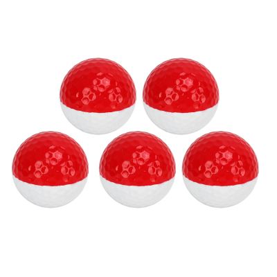 5pcs Golf Sports Training Balls, 2 Color Golf Putting Practice Ball Set Double Layer Golf Gift Ball for Indoors or Outdoors (Red)
