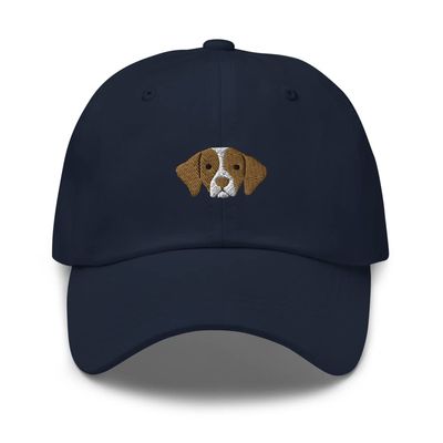Brittany Spaniel hat, Embroidered Baseball hat, Brittany Spaniel Gifts. Navy