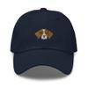 Brittany Spaniel hat, Embroidered Baseball hat, Brittany Spaniel Gifts. Navy view 1