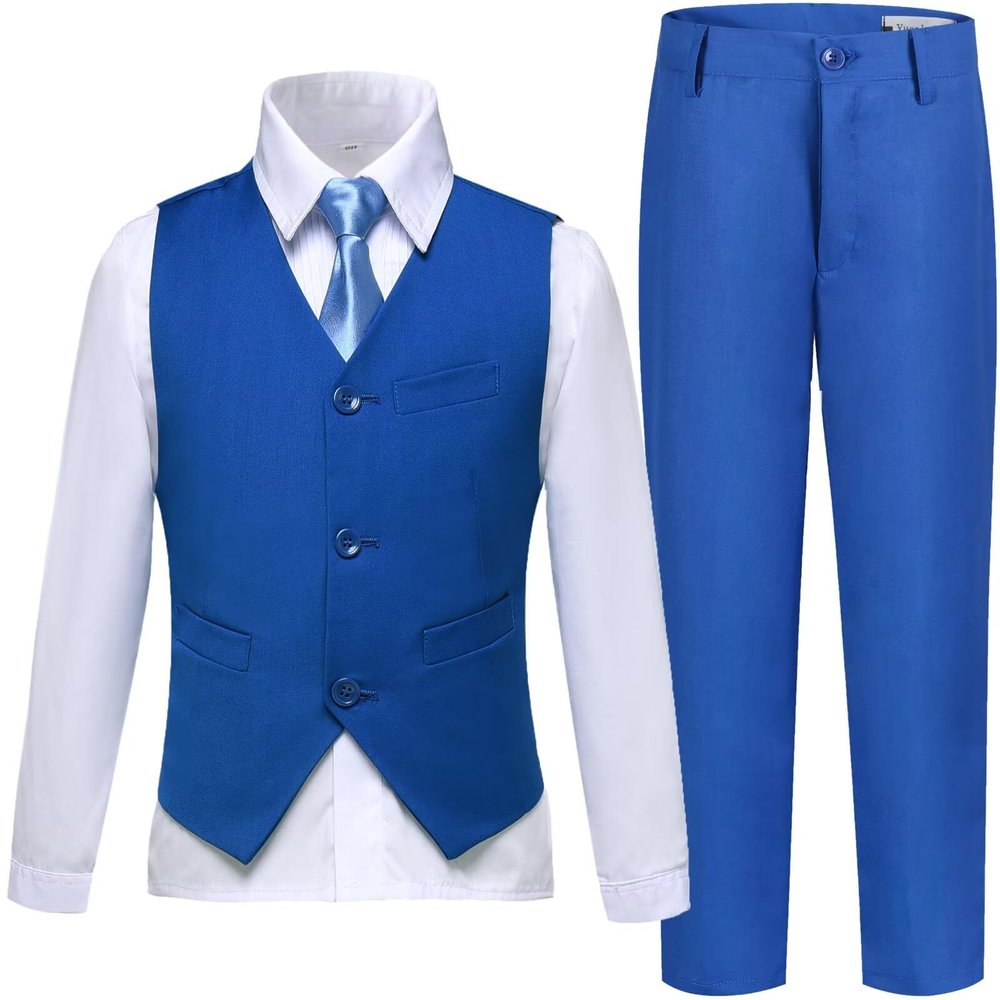 Laimi Duo Boys' Suits Royal Blue Suit for Toddler Boys Slim Fit Wedding Suit First Communion Outfits Kids Dress Clothes Size 2T