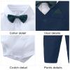 DISAUR Baby Boy Clothes Toddler Boy Outfits, 4PC Gentleman Short Sleeves Romper + Vest + Pants + Bow Tie Cotton Suit Set (Navy Blue, 6-9 months) view 4
