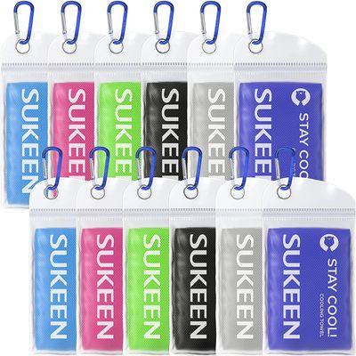 Sukeen 12 Pack Cooling Sports Towel Bulk (40"x12"), Quick-Drying Neck Cooling Wraps, Soft & Breathable Microfiber Ice Towel for Athletes, Sports Fitness Enthusiasts Gym Outdoor Summer