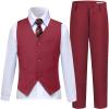 Boys Suits Slim Fit Toddler Kids Burgundy Suits for Boys Dress Vest Pants Set Wedding Ring Bearer Outfits Size 3 view 1