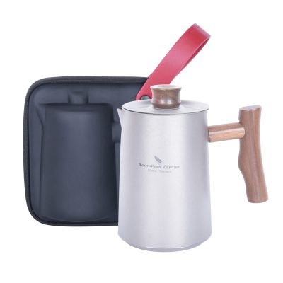 Boundless Voyage Camping Titanium Cup, Mug Ultralight Camping Travel Tea Service Water Cup Outdoor Coffee Pot Kettle Cups Drinkware with Foldable Handle (380ML Kettle) Ti3116D