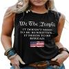 COLORFUL BLING We The People Women Tank Top American Flag Printed Sleeveless Shirt 4th of July Patriotic Vest Top, Black, L view 1
