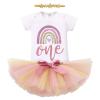 First Trip around the sun Birthday Outfit - Cake Smash Outfit Girl - Hippie Bohemian Themed First Birthday Girl Outfit Tutu Skirt One Year Old Party Supplies Rainbow - Boho One 9-12 Months view 1