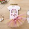 First Trip around the sun Birthday Outfit - Cake Smash Outfit Girl - Hippie Bohemian Themed First Birthday Girl Outfit Tutu Skirt One Year Old Party Supplies Rainbow - Boho One 9-12 Months view 3