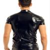 Men PVC Shirt Button Down Fitted Tops Short Sleeve Gym Tshirts Party Nightout Clubwear Performance Dance Tunic Shirt view 3