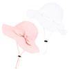 Baby Girl Sun Hat with UPF 50+ Outdoor Adjustable Beach Hat with Wide Brim Bucket Hats (0-6 Months, Pink & White -2pcs) view 2