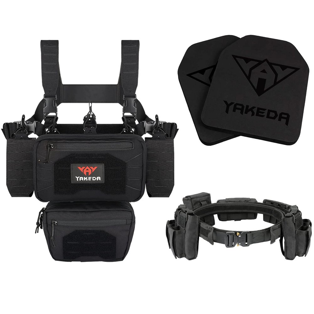 YAKEDA Tactical Chest Mini Rig & Battle Duty Belt & EVA Foam Pads