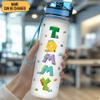 Hyturtle Personalized Dinosaur Lovers 32 Oz 1Liter Motivational Water Bottle, Dinosaur Customized Name Water Bottle With Time Marker, Dino Bottle Gifts For Women Girl Kids On Birthday, Christmas view 2