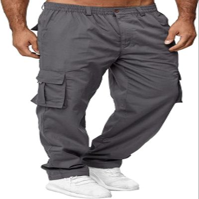 AIFARLD Men's Cargo Pants with Pockets Cotton Hiking Sweatpants Casual Athletic Jogger Sports Outdoor Trousers Relaxed Fit Grey
