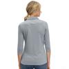Corna Women's Athletic Cool Dry Fit Performance Flat-Knit 3/4 Sleeve Polo Shirts Tops (Grey-L) view 2