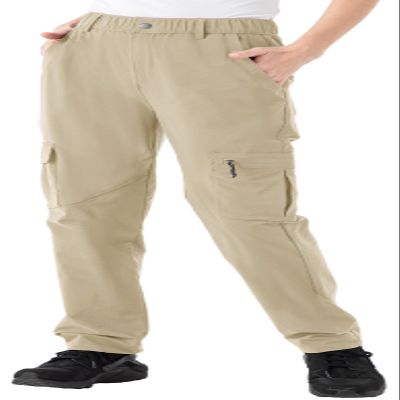 Rdruko Women's Hiking Cargo Pants Lightweight Quick Dry Water Resistant Outdoor Work Travel Pants with Pockets Light Khaki Medium