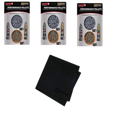 Gamo 632092854 Combo Pellets Assorted .177 Lead, Set of 3 and Gritr Microfibre