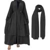 Abayas For Women Muslim Abaya Long Cardigan Kaftan Dresses with Hijab Scarf Middle East Islamic Robe Dresses Full Length Muslim Clothes For Women Dubai Ramadan Dress Black+Hijab Large view 1