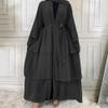 Abayas For Women Muslim Abaya Long Cardigan Kaftan Dresses with Hijab Scarf Middle East Islamic Robe Dresses Full Length Muslim Clothes For Women Dubai Ramadan Dress Black+Hijab Large view 2
