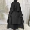Abayas For Women Muslim Abaya Long Cardigan Kaftan Dresses with Hijab Scarf Middle East Islamic Robe Dresses Full Length Muslim Clothes For Women Dubai Ramadan Dress Black+Hijab Large view 3