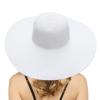 Fashion Wide Brim Straw Hats for Womens Summer Foldable Big Floppy Beach Sun Hats Ladies UV UPF 50+ Vacation Outdoor Caps White view 1