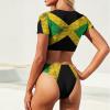 TAIZIYEAH Jamaica Flag Women's Swimsuit Short Sleeve Swimwear Bikini 2 Piece Sets Bathing Suit Swimsuits Set Pool M view 4