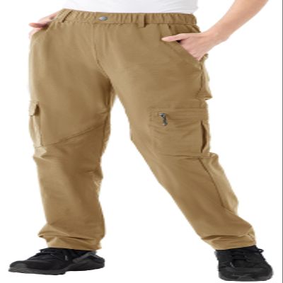 Rdruko Women's Hiking Pants Lightweight Quick Dry Waterproof Outdoor Cargo Travel Pants with Pockets Light Brown Medium