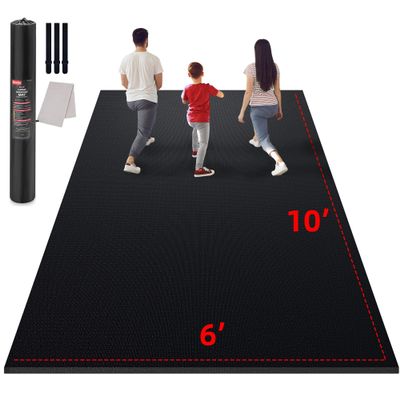 GymCope Large Exercise Mat for Home Workout,12x6/10'x6'/9'x6'/8'x6'/7'x5'/6'x4' (7mm) Extra Thick Workout Mat, High-Density Gym Mat for Cardio, Jump Rope, MMA, Weights (Shoe-Friendly)