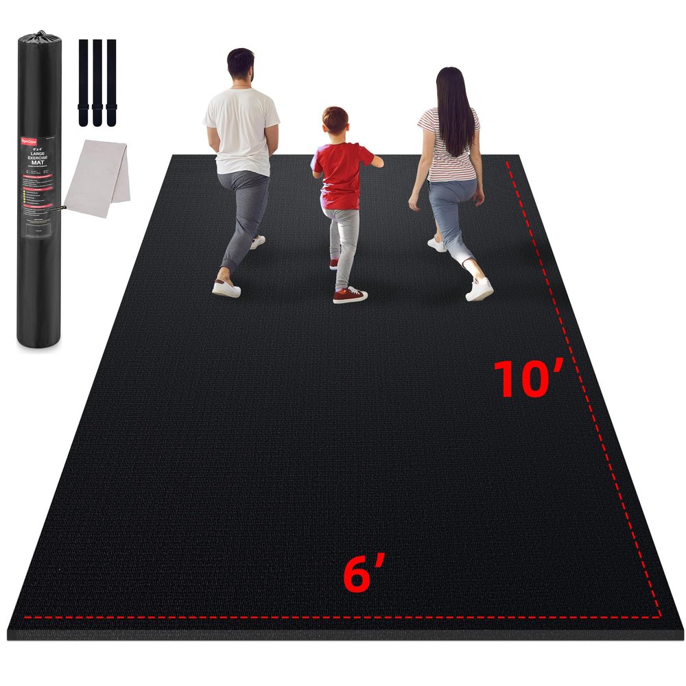 GymCope Large Exercise Mat for Home Workout,12x6/10'x6'/9'x6'/8'x6'/7'x5'/6'x4' (7mm) Extra Thick Workout Mat, High-Density Gym Mat for Cardio, Jump Rope, MMA, Weights (Shoe-Friendly)