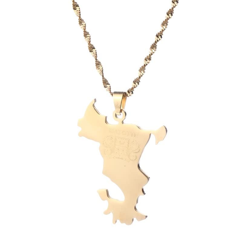 France Mayotte Pendant Necklaces for Women Mamoudzou Mahore Jewelry (Gold)