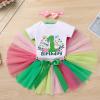 IBTOM CASTLE Baby Photoshoot Outfits Girl - Kids Girls Tutu Skirt Sets with Diaper Cover Soft Tulle Bloomers Princess Romer Dress Bodysuit Jumsuit Photoshoot Easter Dance Clothes Green - 1st 1T view 2