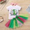 IBTOM CASTLE Baby Photoshoot Outfits Girl - Kids Girls Tutu Skirt Sets with Diaper Cover Soft Tulle Bloomers Princess Romer Dress Bodysuit Jumsuit Photoshoot Easter Dance Clothes Green - 1st 1T view 3